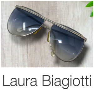 Vintage 1980's Laura Biagiotti OXSOL T1473 Matte Silver Browline Sunglasses
